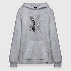 Толстовка-худи оверсайз Polygonal deer, цвет: меланж