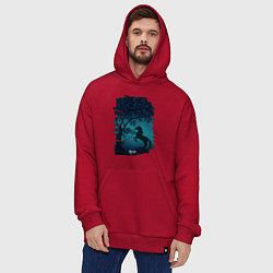 Толстовка-худи оверсайз Конь, цвет: красный — фото 2