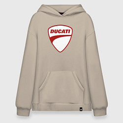 Толстовка-худи оверсайз Ducati Logo Дукати Лого Z, цвет: миндальный