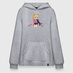 Толстовка-худи оверсайз Усаги и Луна, цвет: меланж