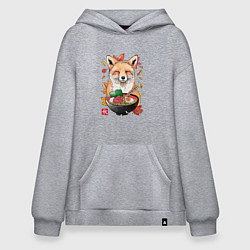 Толстовка-худи оверсайз Лиса, цвет: меланж