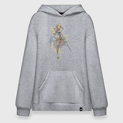 Толстовка-худи оверсайз Люмин с цветами, цвет: меланж