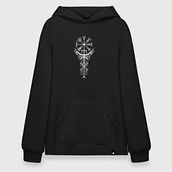 Толстовка-худи оверсайз Вегвизир Vegvisir Руна Z, цвет: черный