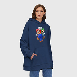 Толстовка-худи оверсайз Mario Bros, цвет: тёмно-синий — фото 2