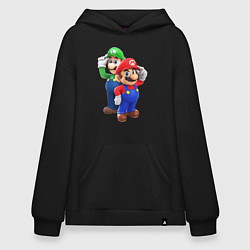 Толстовка-худи оверсайз Mario Bros, цвет: черный