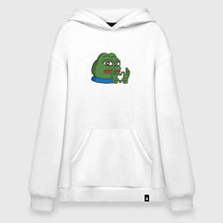 Толстовка-худи оверсайз Pepe love пепе лов, цвет: белый