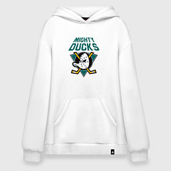 Толстовка-худи оверсайз Анахайм Дакс, Mighty Ducks, цвет: белый
