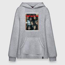 Толстовка-худи оверсайз BTS БТС на обложке журнала, цвет: меланж