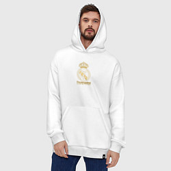 Толстовка-худи оверсайз Real Madrid gold logo, цвет: белый — фото 2