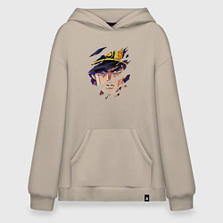 Толстовка-худи оверсайз JOJOS BIZARRE ADVENTURE, ГЛАВНЫЙ ГЕРОЙ, цвет: миндальный