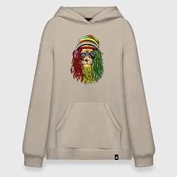 Толстовка-худи оверсайз Rasta lioN, цвет: миндальный