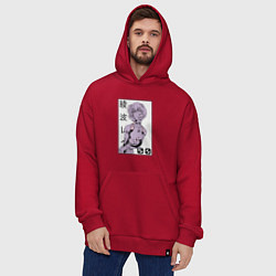 Толстовка-худи оверсайз Neon Genesis Evangelion Рей 09, цвет: красный — фото 2