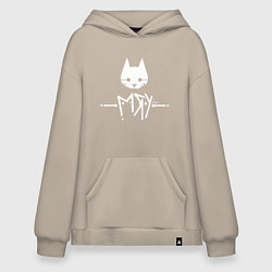 Толстовка-худи оверсайз Stray: Мяу, цвет: миндальный