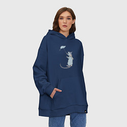Толстовка-худи оверсайз Мышь-колдун, цвет: тёмно-синий — фото 2