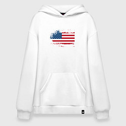 Толстовка-худи оверсайз Американский флаг Stars, цвет: белый