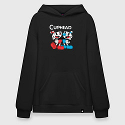 Толстовка-худи оверсайз Cuphead Чашечки, цвет: черный