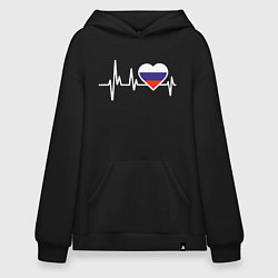 Толстовка-худи оверсайз Пульс России, цвет: черный