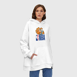 Толстовка-худи оверсайз NBA Tiger, цвет: белый — фото 2