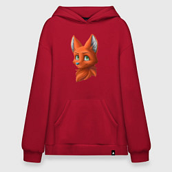 Толстовка-худи оверсайз Милая лисичка Cute fox, цвет: красный