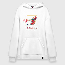 Толстовка-худи оверсайз Sekiro Однорукий волк, цвет: белый
