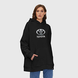 Толстовка-худи оверсайз TOYOTA 3D Logo, цвет: черный — фото 2