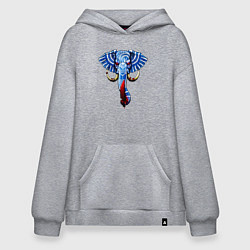 Толстовка-худи оверсайз Слон с тесаком, цвет: меланж