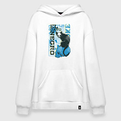 Толстовка-худи оверсайз Футболка с изображением черепа кошки, цвет: белый