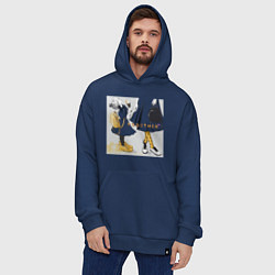 Толстовка-худи оверсайз Мама и дочка с мороженым держатся за руки надпись, цвет: тёмно-синий — фото 2