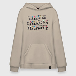 Толстовка-худи оверсайз STRANGER THINGS ALPHABET, цвет: миндальный
