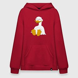 Толстовка-худи оверсайз Два весёлых гуся БЕЛЫЙ, цвет: красный