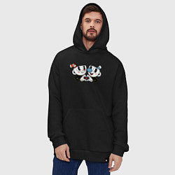 Толстовка-худи оверсайз Друзья Cuphead, цвет: черный — фото 2