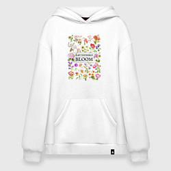 Толстовка-худи оверсайз Позволь себе расцвести разные цветы ботаника аквар, цвет: белый
