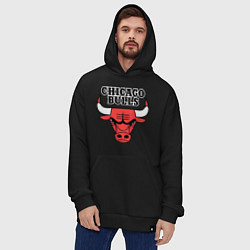 Толстовка-худи оверсайз Chicago Bulls, цвет: черный — фото 2