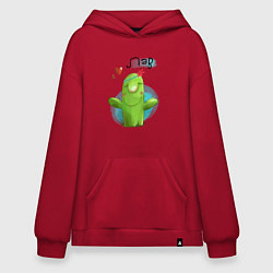 Толстовка-худи оверсайз Кактус: Лав, цвет: красный