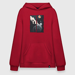 Толстовка-худи оверсайз Оранжевая луна и дикий альпинизм, цвет: красный