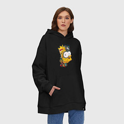 Толстовка-худи оверсайз Cyber-Bart - Simpsons family, цвет: черный — фото 2