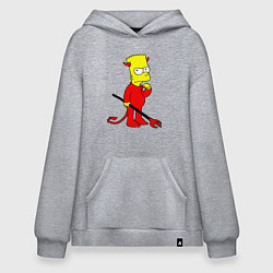 Толстовка-худи оверсайз Bart Simpson - devil, цвет: меланж