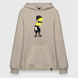 Толстовка-худи оверсайз Барт Симпсон в тёмных очках, цвет: миндальный