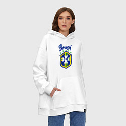 Толстовка-худи оверсайз Brasil Football, цвет: белый — фото 2