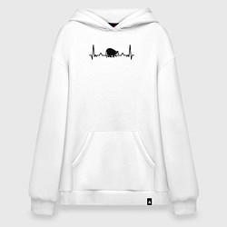 Толстовка-худи оверсайз Енот в биении сердца, цвет: белый
