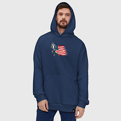 Толстовка-худи оверсайз Американский футбол с флагом США, цвет: тёмно-синий — фото 2