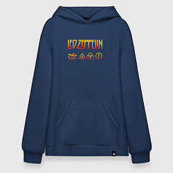 Толстовка-худи оверсайз Led Zeppelin - logotype, цвет: тёмно-синий