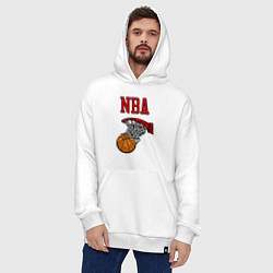Толстовка-худи оверсайз Basketball - NBA logo, цвет: белый — фото 2