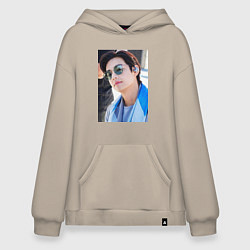 Толстовка-худи оверсайз Тигренок Ви, цвет: миндальный