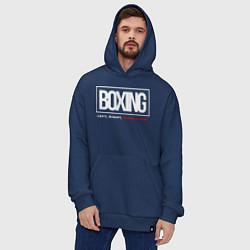 Толстовка-худи оверсайз Boxing good night, цвет: тёмно-синий — фото 2