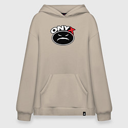 Толстовка-худи оверсайз Onyx - black logo, цвет: миндальный