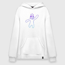 Толстовка-худи оверсайз Роблокс: Синий неон, цвет: белый