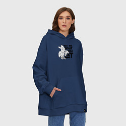 Толстовка-худи оверсайз Ты то , что ешь, цвет: тёмно-синий — фото 2