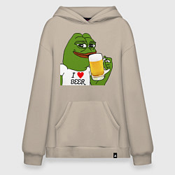 Толстовка-худи оверсайз Drink Pepe, цвет: миндальный