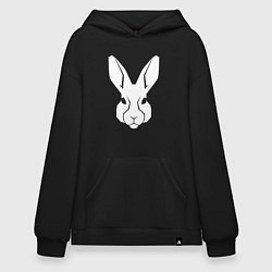 Толстовка-худи оверсайз White rabbit head, цвет: черный